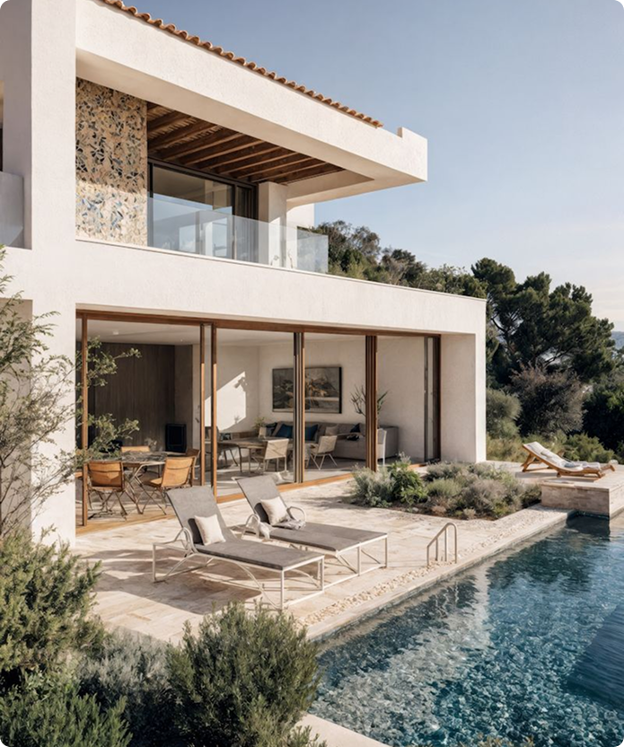 Modern villa by a pool